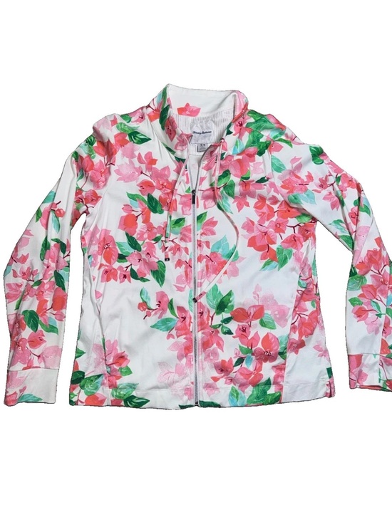 Tommy Bahama Jackets & Blazers - Tommy Bahama Pink & Green Floral Bomber Jacket